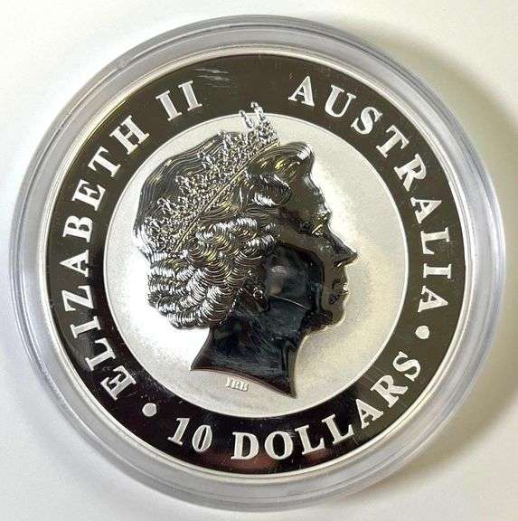 RARE 2011 Australia Kookaburra 10 oz .999 Fine Silver Round in Cap