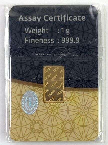 IGR 1 Gram .9999 Fine Gold Bar Carded Assay
