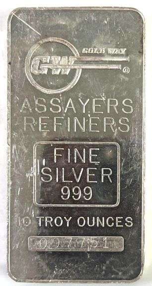 RARE Gold Way Refiners 10 oz .999 Fine Silver Bar