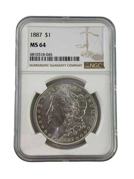 1887 NGC Graded MS 64 US Morgan Silver Dollar