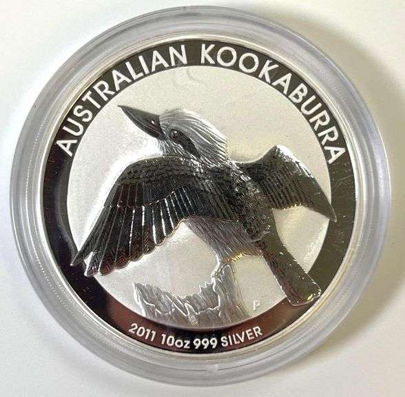 RARE 2011 Australia Kookaburra 10 oz .999 Fine Silver Round in Cap