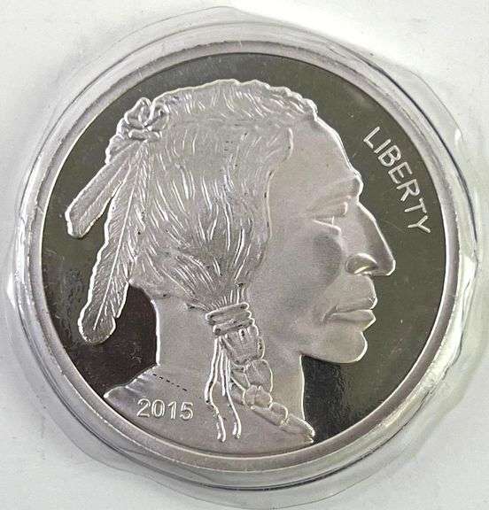 Native American Buffalo 5 oz .999 Fine Silver Round