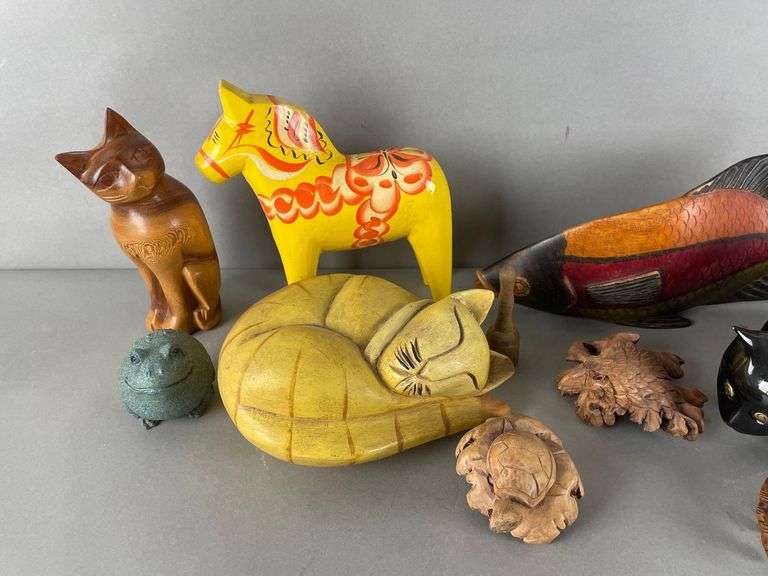Group of Carved Wood Animal Figures and More - Matthew Bullock Auctioneers