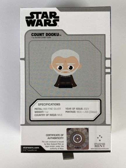 2023 $2 Star Wars Count Dooku 1 oz .999 Fine Silver Chibi Coin