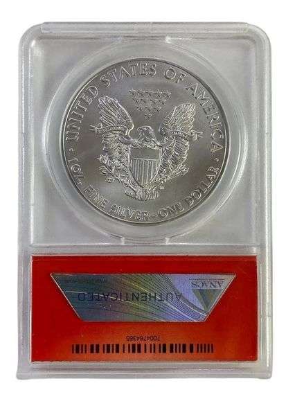2012 ANACS Graded MS 70 American Silver Eagle 1 oz. Fine Silver Dollar