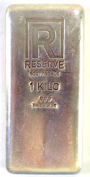 Reserve Scottsdale 1 Kilo .999 Fine Silver Ingot/Bar