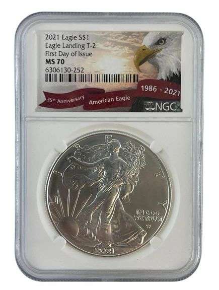 2021 First Day Issue Eagle Landing US Mint American Eagle .999 Fine Silver T2 NGC MS70
