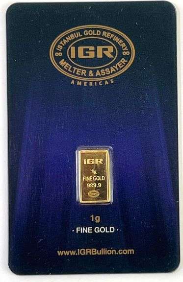IGR 1 Gram .9999 Fine Gold Bar Carded Assay
