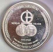Vintage 1972 Universaro World Trade 1 oz .999 Fine Silver Round