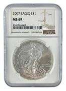 2007 US Mint American Eagle .999 Fine Silver NGC MS69