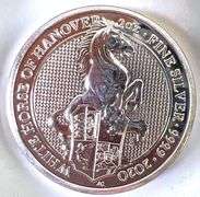 2020 Queens Beast White Horse of Hanover 2 oz .999 Fine Silver Round