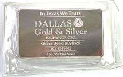 In Texas We Trust 10 oz .999 Fine Silver Ingot/Bar