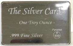 Super Cool "The Silver Card" 1 oz .999 Fine Silver Bar Credit Card Size in sleeve with COA