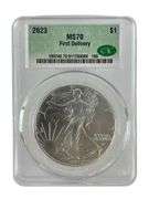 2023 First Delivery US Mint American Eagle .999 Fine Silver CAC MS70