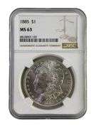 1885 NGC Graded MS 63 US Morgan Silver Dollar
