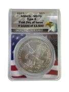 2021 ANACS Graded MS 70 American Silver Eagle 1 oz. Fine Silver Dollar