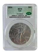 2024 First Delivery US Mint American Eagle .999 Fine Silver CAC MS70