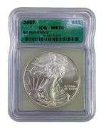 2007 ICG Graded MS 70 American Silver Eagle 1 oz. Fine Silver Dollar