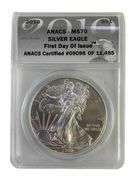 2010 ANACS Graded MS 70 American Silver Eagle 1 oz. Fine Silver Dollar