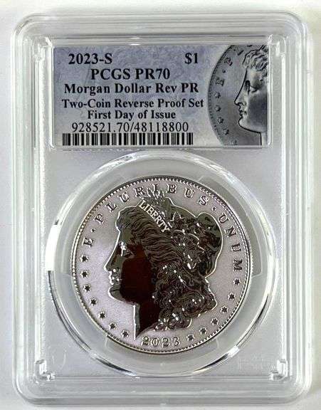 2023 S Reverse Proof Morgan Dollar - 2 Coin Reverse Proof Set - PCGS PF70 First Day Issue