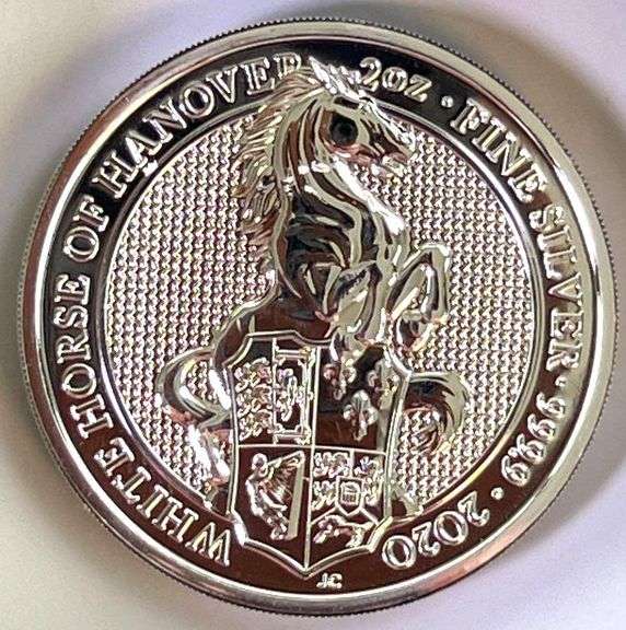 2020 Queen's Beast White Horse of Hanover 2 oz .9999 Fine High Relief Silver Coin