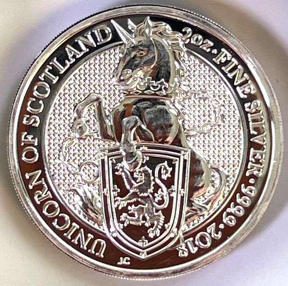 2018 Queen's Beast Unicorn of Scotland  2 oz .9999 Fine High Relief Silver Coin