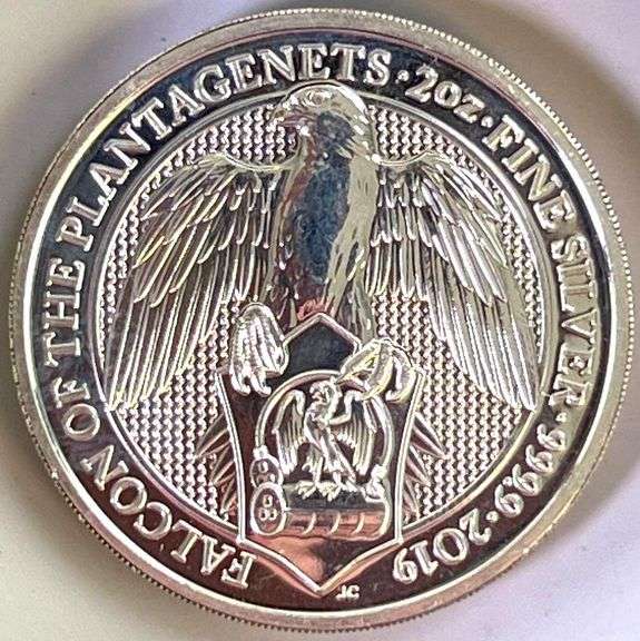 2019 Queen's Beast Falcon of the Plantagenets 2 oz .9999 Fine High Relief Silver Coin