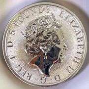2021 Queen's Beast White Greyhound of Richmond  2 oz .9999 Fine High Relief Silver Coin