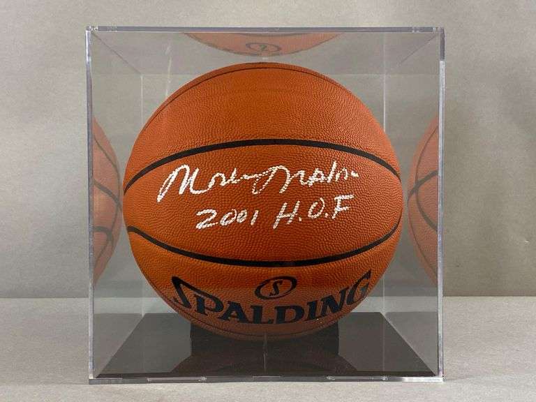 Moses Malone Signed Official NBA Spalding Stern Basketball with JSA COA