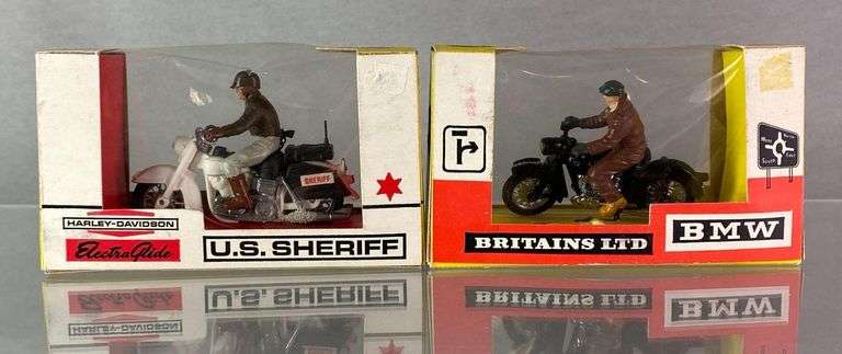 Group of 2 Britains LTD Harley-Davidson and B.M.W. Die-Cast Motorcycles
