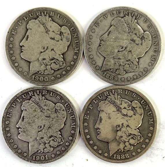 Group of 4 US Morgan Silver Dollars Over 120 Years Old