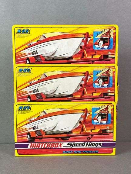 Group of 3 Matchbox Speed Kings K-25 Boat and Trailer Sets