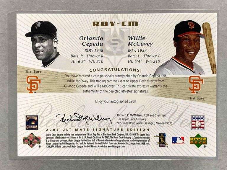 2005 Ultimate Signature Edition ROY Dual Auto Orlando Cepeda and Willie McCovey 53/75