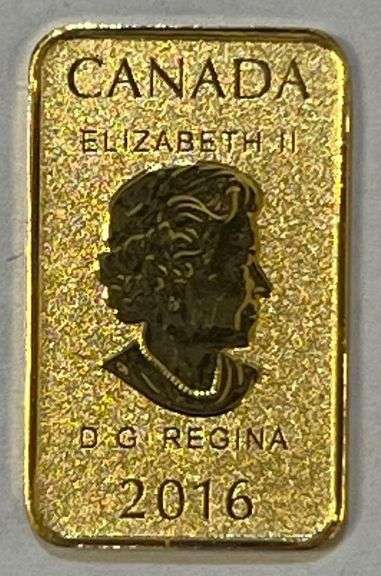 2016 Canada Queen Elizabeth 1/10 oz .999 Fine Gold Bar