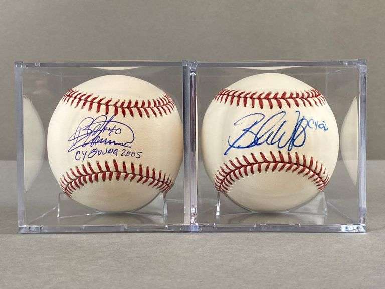 2 - CY Young Winners Bartolo Colon and Brandon Webb Signed Official MLB Rawlings Selig Baseballs