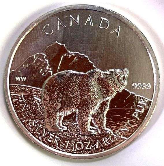 2011 Canada Wildlife Series Grizzly Bear 1 oz .9999 Fine Silver