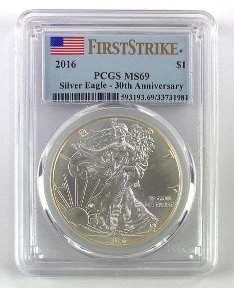 2016 US Mint Silver American Eagle .999 Fine Silver NGC MS69 First Strike Flag 30th Anniversary