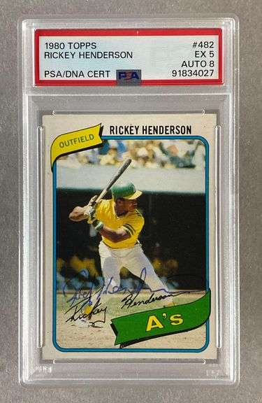 1980 Topps Rickey Henderson #482 PSA 5 Autograph 8