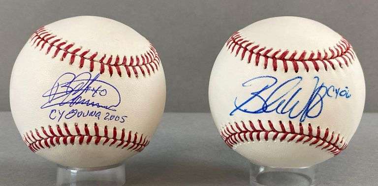 2 - CY Young Winners Bartolo Colon and Brandon Webb Signed Official MLB Rawlings Selig Baseballs