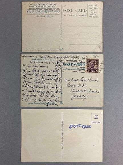 3 - 1920s -50s New York Yankees and New York Giants Stadium Postcards