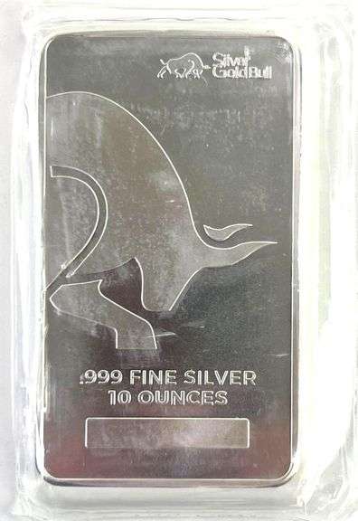 HTF 10 oz .999 Fine Silver Bar Silver Gold Bull