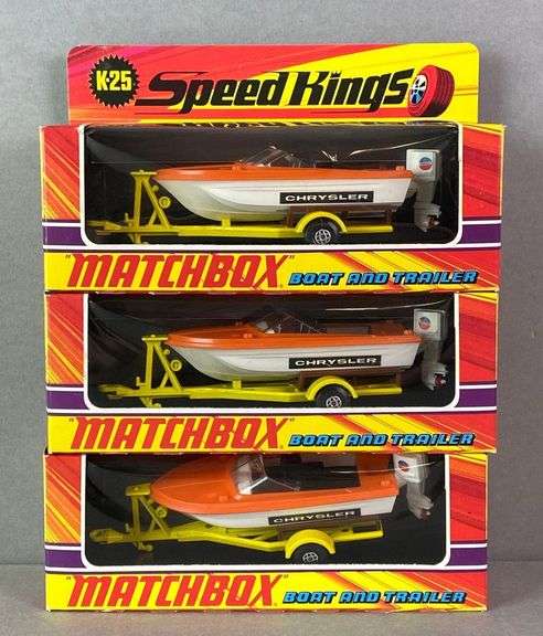 Group of 3 Matchbox Speed Kings K-25 Boat and Trailer Sets