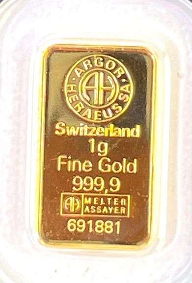 Argor Heraeus 1 gram .9999 Fine Gold Single Assay Card