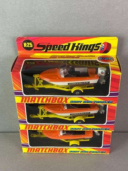 Group of 3 Matchbox Speed Kings K-25 Boat and Trailer Sets