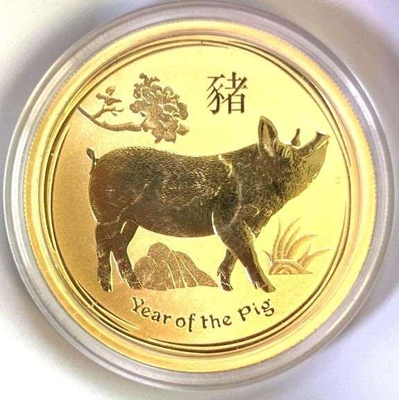 2019 Australia Lunar Series 1 oz .9999 Fine Gold Year of the Pig in Cap