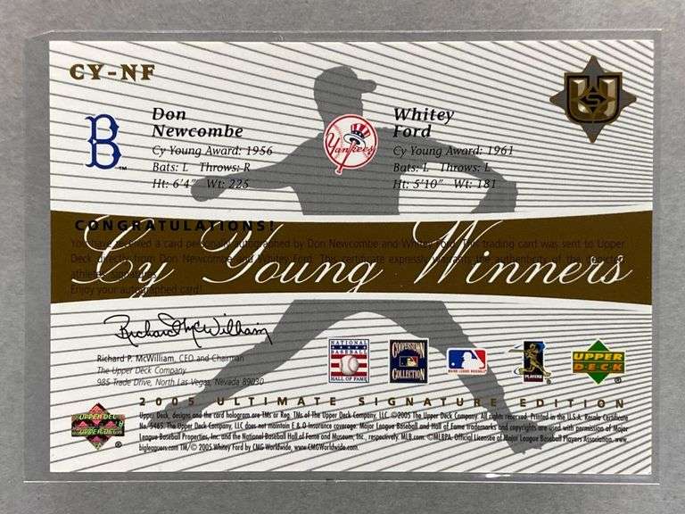 2005 Ultimate Signatures Cy Young Dual Auto Don Newcombe and Whitey Ford 22/125