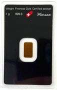 Argor Heraeus 1 gram .9999 Fine Gold Single Assay Card