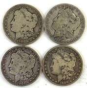 Group of 4 US Morgan Silver Dollars Over 120 Years Old