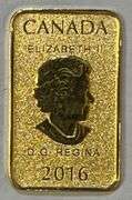 2016 Canada Queen Elizabeth 1/10 oz .999 Fine Gold Bar