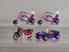 Group of 4 Matchbox No. 38, 18 and 47 Die-Cast Motorcycles and Car